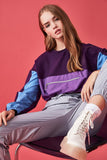 GirlKino With Color Block Crop Knitted Sweatshirt TWOSS20SW0168