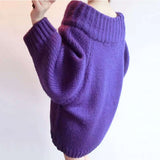 GirlKino Autumn Winter Women Basic Pullover Sweaters Female Sexy Slash Neck Off Shoulder Knitted Sweater Long Thick Warm Pullovers Tops