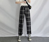 GirlKino Plaid Pants Women Sweatpants High Waisted Trousers Sweat Korean Sweatpants Streetwear Joggers Vintage Fashion Clothes
