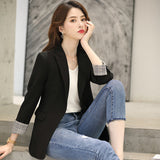 GirlKino Women Elegant Long Sleeve Single Button Blazer Jacket Casual Black Female Chic Office Lady Blazer Outwear Coat Female