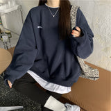 GirlKino Aesthetics Casual Crewneck Sweatshirt  Hoodies Women Letter Fashion Korean Long Sleeve Plush Woman Sweetshirt Egirl Clothes Tops
