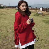 GirlKino Oversized Ulzzang Hoodie Pullover 2022 Spring New Trendy Solid Color Clothing Tops For Women Full Sleeves Harajuku Sweatshirts