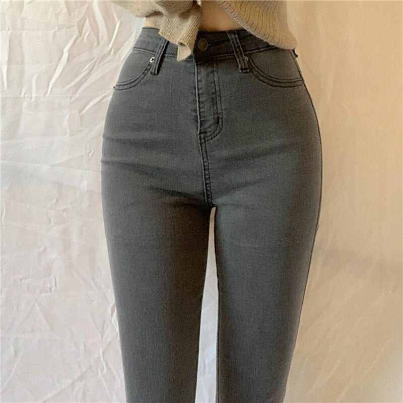 GirlKino 2022 New Skinny Hip High Waist Pants High Stretch Sexy Y2k Jeans Fashion Solid Color Dinim Streetwear Women Pants Long