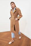 GirlKino Arched Apron Detailed Water Pusher Long Trench Coat TWOSS21TR0005