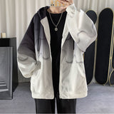 GirlKino Gradient Jacket Women Loose Zip Up Hoodies 2022 Autumn Long Sleeve Hooded Sweatshirts Korean Style Streetwear Casual Oversized