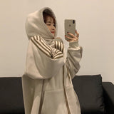GirlKino Oversized Print Long Sleeve Zip Up Hoodies Women Korean Fashion Autumn Winter Thick Jacket Clothes Chic Harajuku Woman Pullover