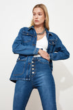 GirlKino Arched Pocket Detail Denim Jacket TWOSS21CE0126