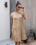 Dresses Woman 2022 Summer Flower Leopard Print Short-Sleeved Casual Loose Dress Black Mini Short Sundress Beach T Shirt Dresses