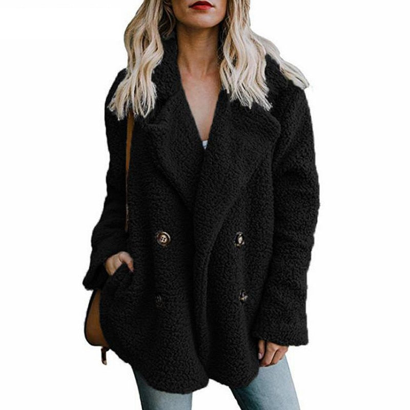 GirlKino Teddy Coat Women Faux Fur Coats Long Sleeve Fluffy Fur Jackets Winter Warm Female Jacket Oversized Women Casual Winter Coat 2022