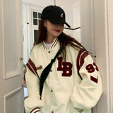 GirlKino Streetwear Letter Embroidery Sweatshirt Hoodies 2022 Autumn Korean Fashion Clothes Tops Female Baseball Uniform Women Sweetshirt