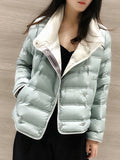 GirlKino Winter Women Stand Collar Ultra Light Short Down Coat 90% White Duck Down Warm Single Breasted Jacket Lady Snow Outwear