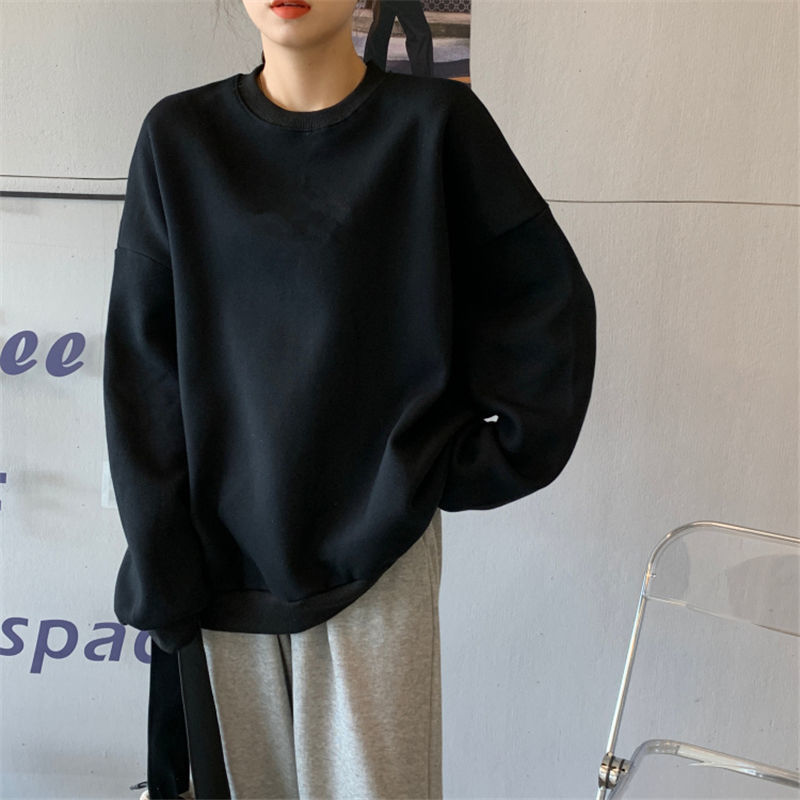 GirlKino Oversized Women Sweatshirt  Autumn Korean Fashion Casual Long Sleeve Loose Crewneck Pullover Harajuku Hoodie Vintage Y2k Clothes