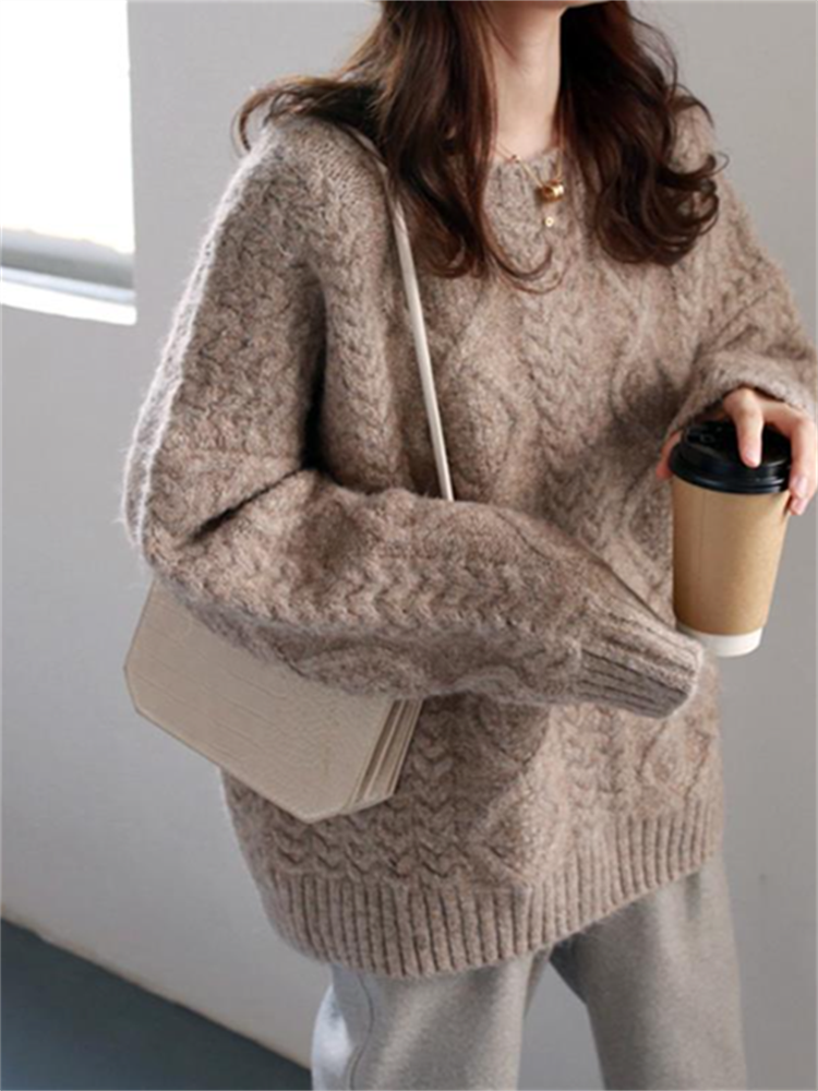 GirlKino Winter Womens Sweaters Fall  Women Clothing Knitted Loose Sweater Knitting Wool Oversize Pullover Woman Sweaters Girls Thick