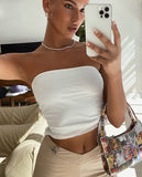 GirlKino Mesh 2022 Strapless Crop Top Black Summer Sleeveless Tube Cami Off Shoulder Basic Y2K Tank Tops Sexy White See Through