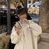 GirlKino Embroidered Smiling Face Shirt Coat Female Student 2022 Korean Fashion Loose Casual Long Sleeved Corduroy Coat Shirt