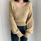 GirlKino Sweater Women Winter Pullover Girls Sweater Knitting Tops Vintage Long Sleeve Fall Elegant Female Knitted Outerwear Warm Vintage