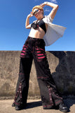 GirlKino Dark Retro Gothic Women's Pants Contrast Color Striped Mesh Splicing Woven Pants 2022 Fashion Streetwear Workwear Wide Leg Pants