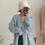 GirlKino Winter Women Sweater Knitted Cardigan Oversize Girls Sweater Woman Cashmere Pullover Tops Long Sleeve Maxi Vintage Y2k Thick