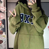 GirlKino Zipper Hoodie Jacket Y2K Women's Sweatshirt Korean Super Large Letter Printed Hoodie Street Top 2022 Spring New Coat