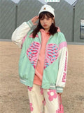 GirlKino Kawaii Heart Anime Hoodies Zipper Print Cardigan Jacket Harajuku Korean Funny Cute Sweatshirt Alt Girl Y2K Fleece Hoodie Jackets