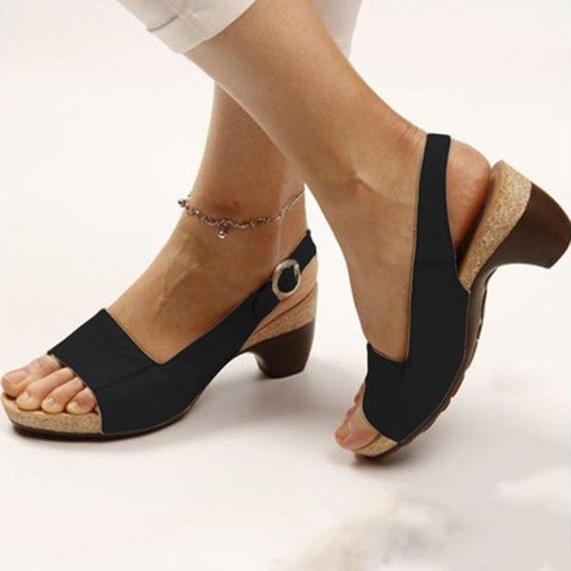 GirlKino  Women Sandals 2022 New Summer Sandals Elegant Chunky Heels Sandals Shoes Women Lightweight Women Heels Platform Sandalias Mujer