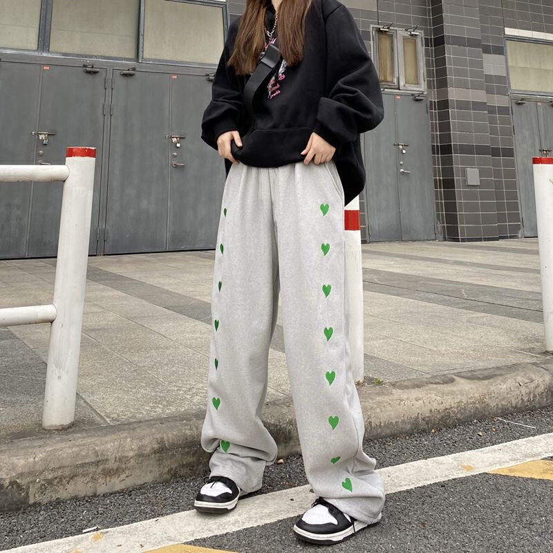 GirlKino Pants Women Spring And Summer 2022 Casual Trousers Ins Baggy Vintage Sweatpants Wide Trousers For Women Straight Wide Leg Pants