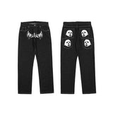 GirlKino Autumn New Streetwear Retro Hip-Hop Letter Embroidery Jeans Loose Straight-Leg Pants Wide-Leg Pants For Men And Women Couples