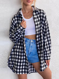 GirlKino Plaid Women Loose Blouse Autumn Winter Casual Long Shirts Vintage Long Sleeve Cardigan Tops Female Lapel Button Down Shirts