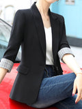 GirlKino Women Elegant Long Sleeve Single Button Blazer Jacket Casual Black Female Chic Office Lady Blazer Outwear Coat Female
