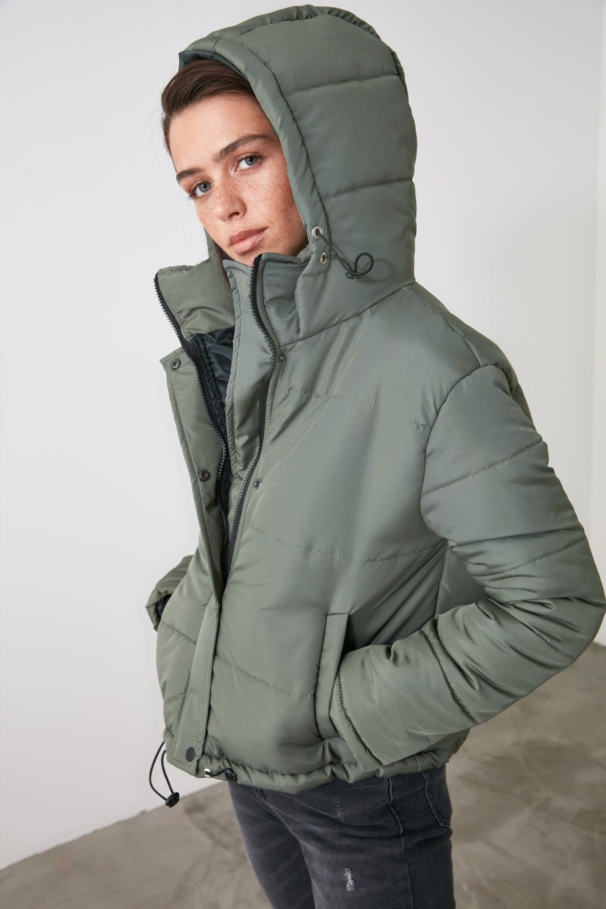 GirlKino Hooded Zipper Inflatable Coat TWOAW21MO0144