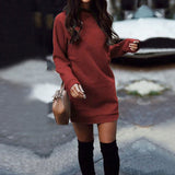 GirlKino 2022  Autumn Winter Thicken Straight Sweatshirt Dress Casual Long Sleeve O Neck Pullover   Women's Dress
